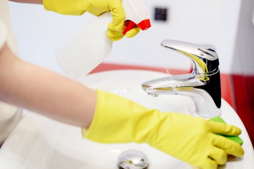 Cleaner preparing a one-time deep clean in a central London flat