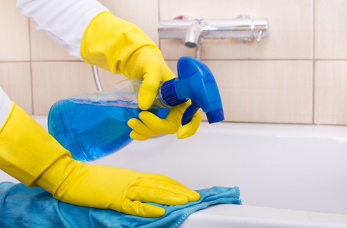 Professional cleaners maintaining desks and meeting rooms in SW1