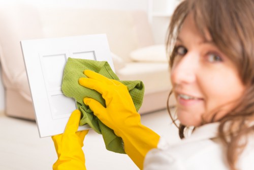 Local commercial cleaners working in a central London business district